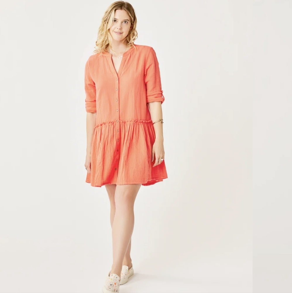 Carve Designs Coral Button-Front Mini Dress